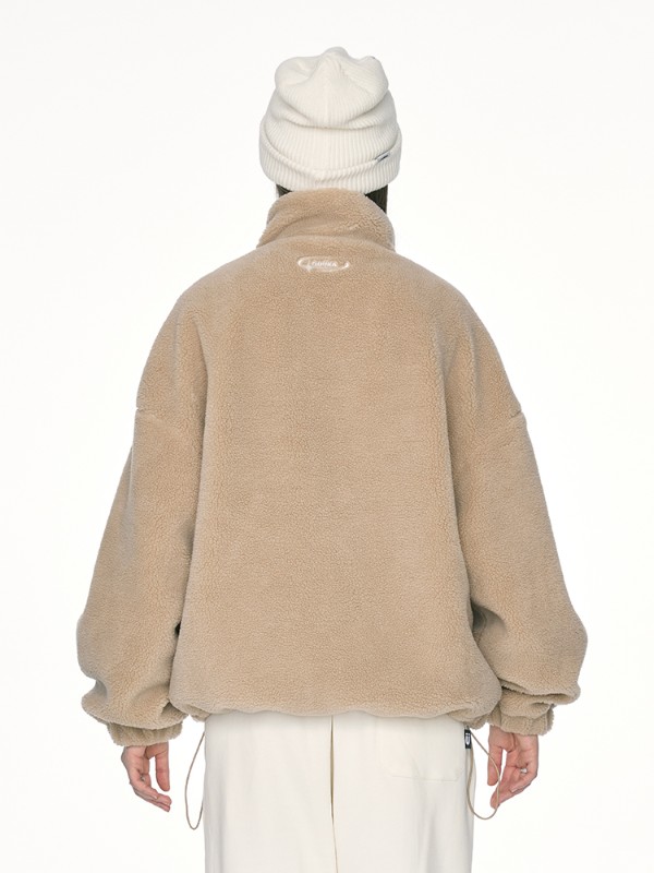 ライトカーキスプライス四芒星ラムスキンジャケット女性陳立農同じスタイルカップルレトロコートルーズ