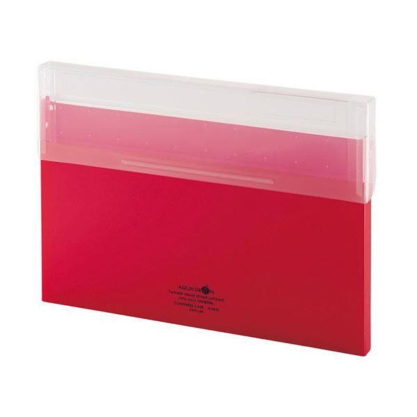 (まとめ）リヒトラブ AQUA DROPsコングレスケース A4 150枚収容 赤 A-5035-3 1個(×30セット) 14,605円