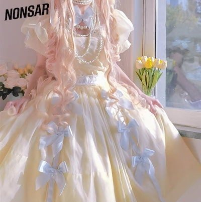 ボウノットパフスリーブプリンセス春夏パレススタイルスーパーフェアリープ