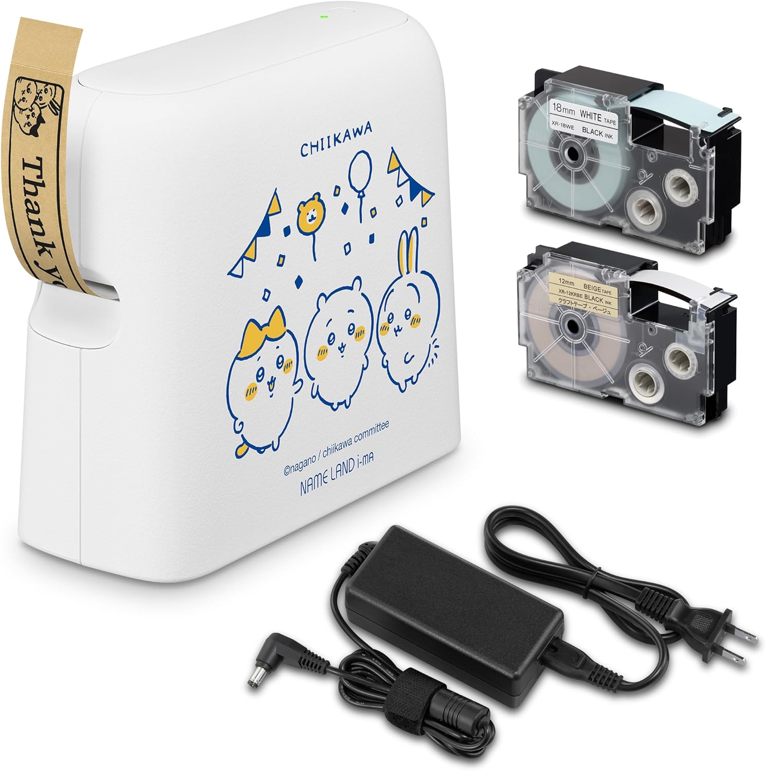 カシオ ラベルライター ネームランドi-ma ちいかわモデル スマホ・PC対応 KL-SP100-CK テープ付きセット KL-SKCK (3.5mm-24mm幅)