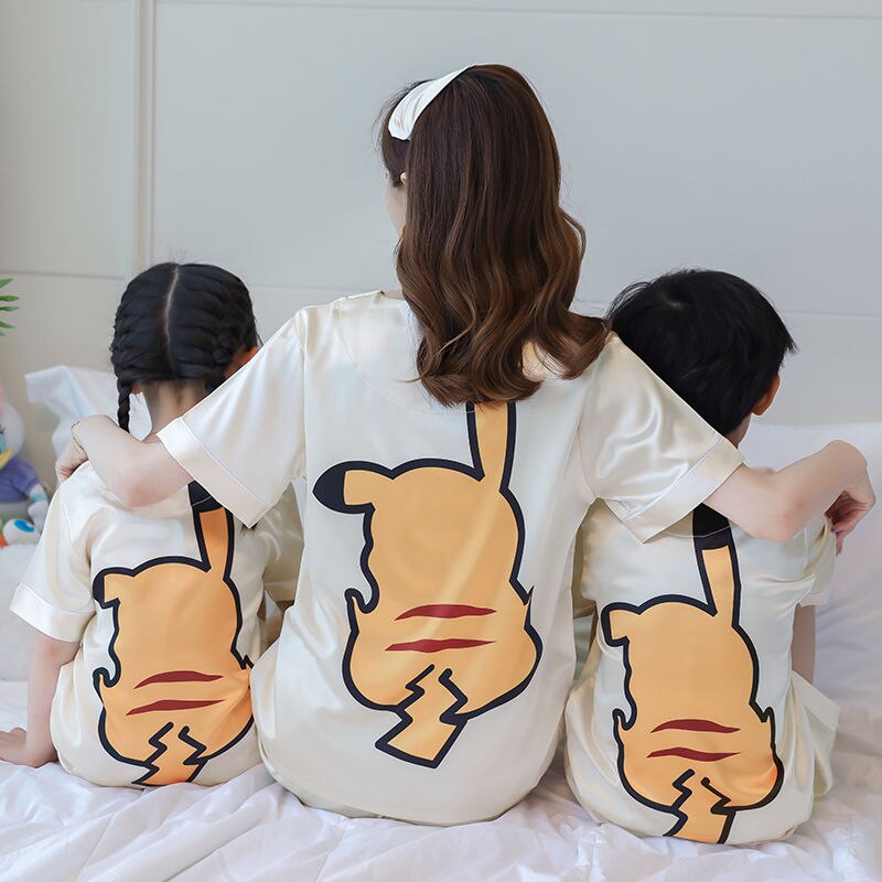 女の子と女性のためのポケモンピカチュウパジャマ 半袖パンツ ミッキーの漫画プリント 家庭用 限定品