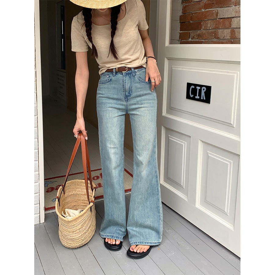 Huang Zheng ハイウエスト ワイドレッグ ジーンズ 女性用 2024 夏韓国スリムフィット多用途通勤パンツ 142kh237 4,555円