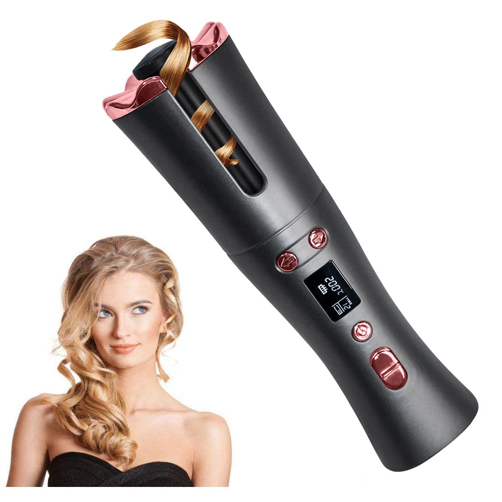 コードレスヘアカーラーコードレス自動ヘアカーラーポータブルカーリングワンドポータブルカーリングアイロン充電式自動ヘアカーラーロングヘアまたはショートヘア用