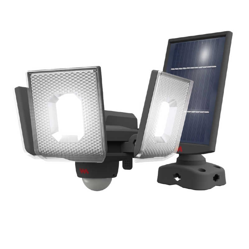 ムサシ　7.5W×3灯スライド型LEDソーラーセンサーライト ［白色］　S340L