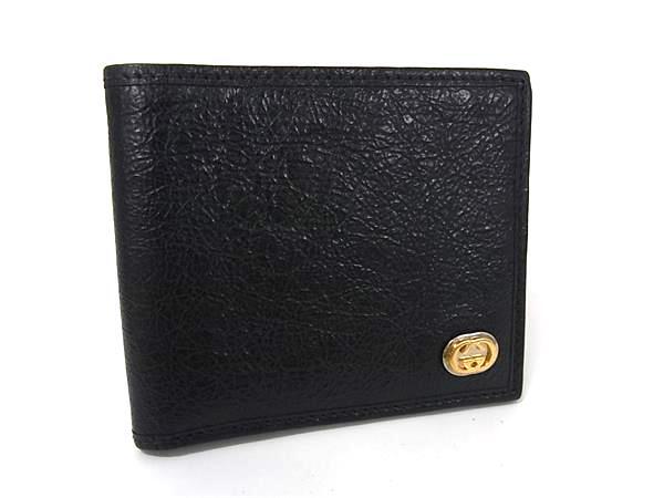 財布 インターロッキングG レザー 575985 シワ加工 ブラック 折財布 カード入れ 札入れ 人気 ブランド ウォレット 小銭入れ プレゼント サイフ レディース【本物保証】