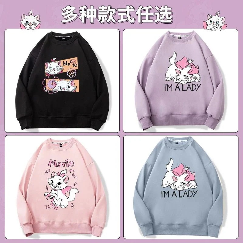 ディズニーメアリー猫プリントのガードル女性の丸首の上着は痩せている2021新型減齢感の薄い春服