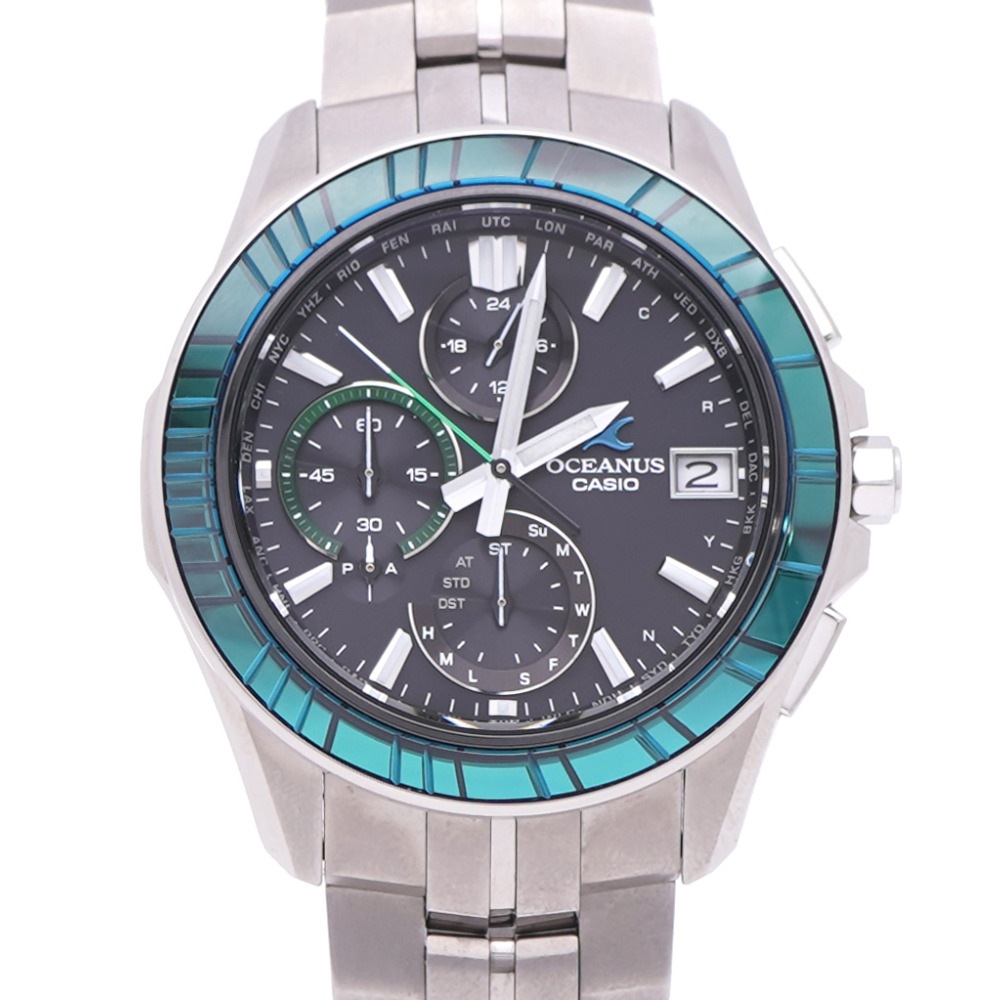 新品同様 ソーラー電波 オシアナス マンタ 20周年記念モデル SG-1AJR / OCW-S7000 腕時計 チタン ブラック 1537【中古】 メンズ