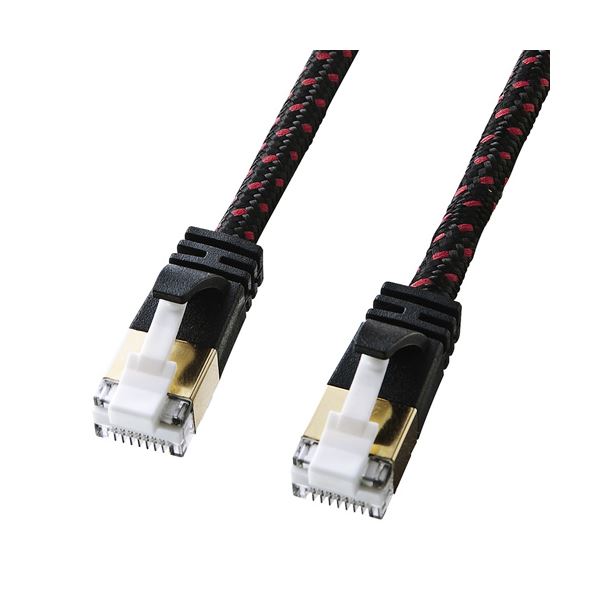 (まとめ)サンワサプライ つめ折れ防止カテゴリ7細径メッシュLANケーブル KB-T7ME-02BKR(×3セット)