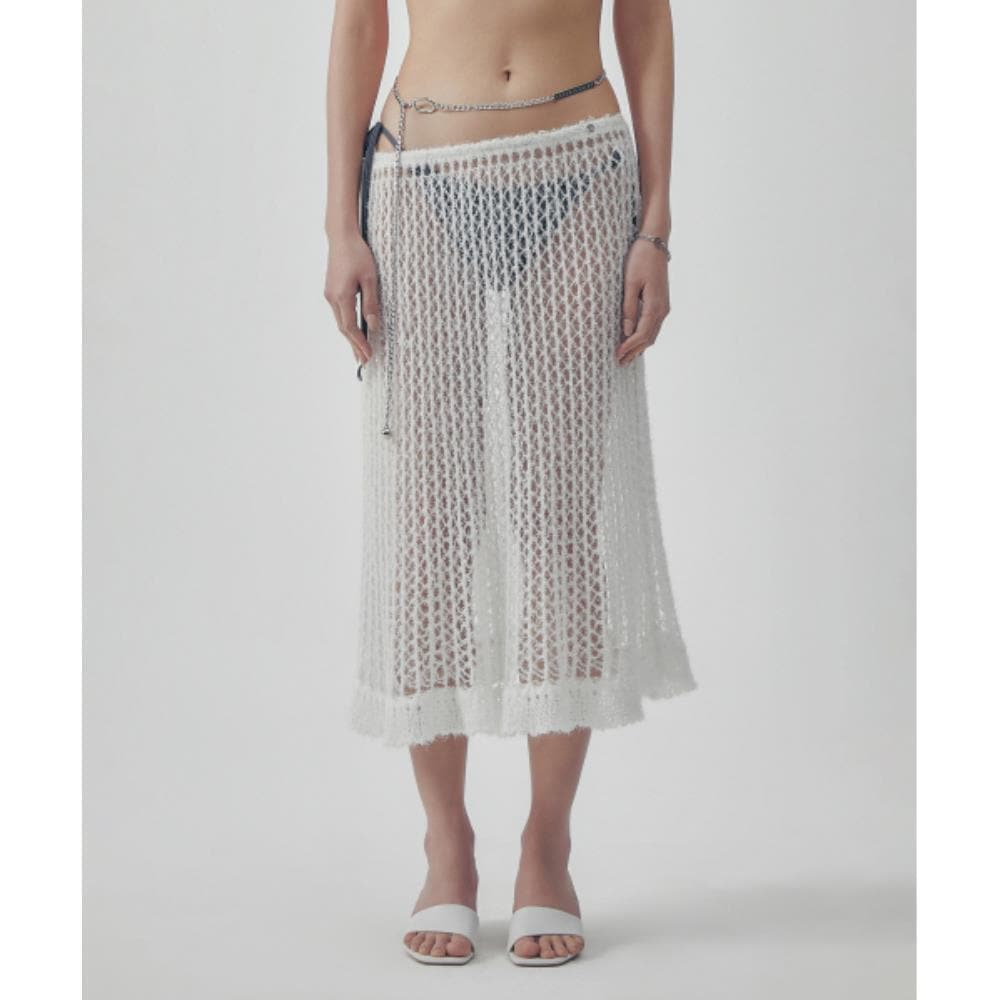 TREEMINGBIRD Soft Kint Layered Skirt White TM2535KS002