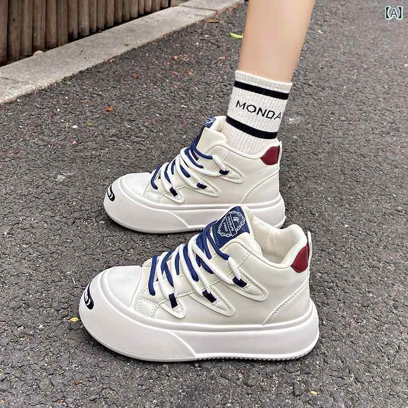 ハイ カット シューズ レディース シューズ 冬 カジュアル ビッグ ヘッド パン 小さい 白い 靴 厚底 スポーツ スニーカー