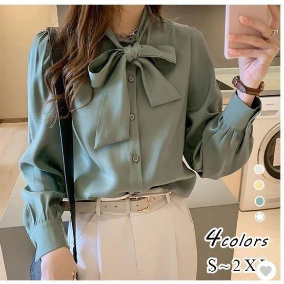 ブラウス レディース 40代 春 秋 長袖 ブラウス シフォン トップス リボン付き 韓国風 大人 ゆったり おしゃれ 30代 バレンタイン 2023 プレゼント