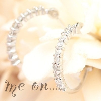 me on... エタニティピアスのハーフスタンダード14金 K14 ゴールド天然ダイヤモンドフープタイプピアス