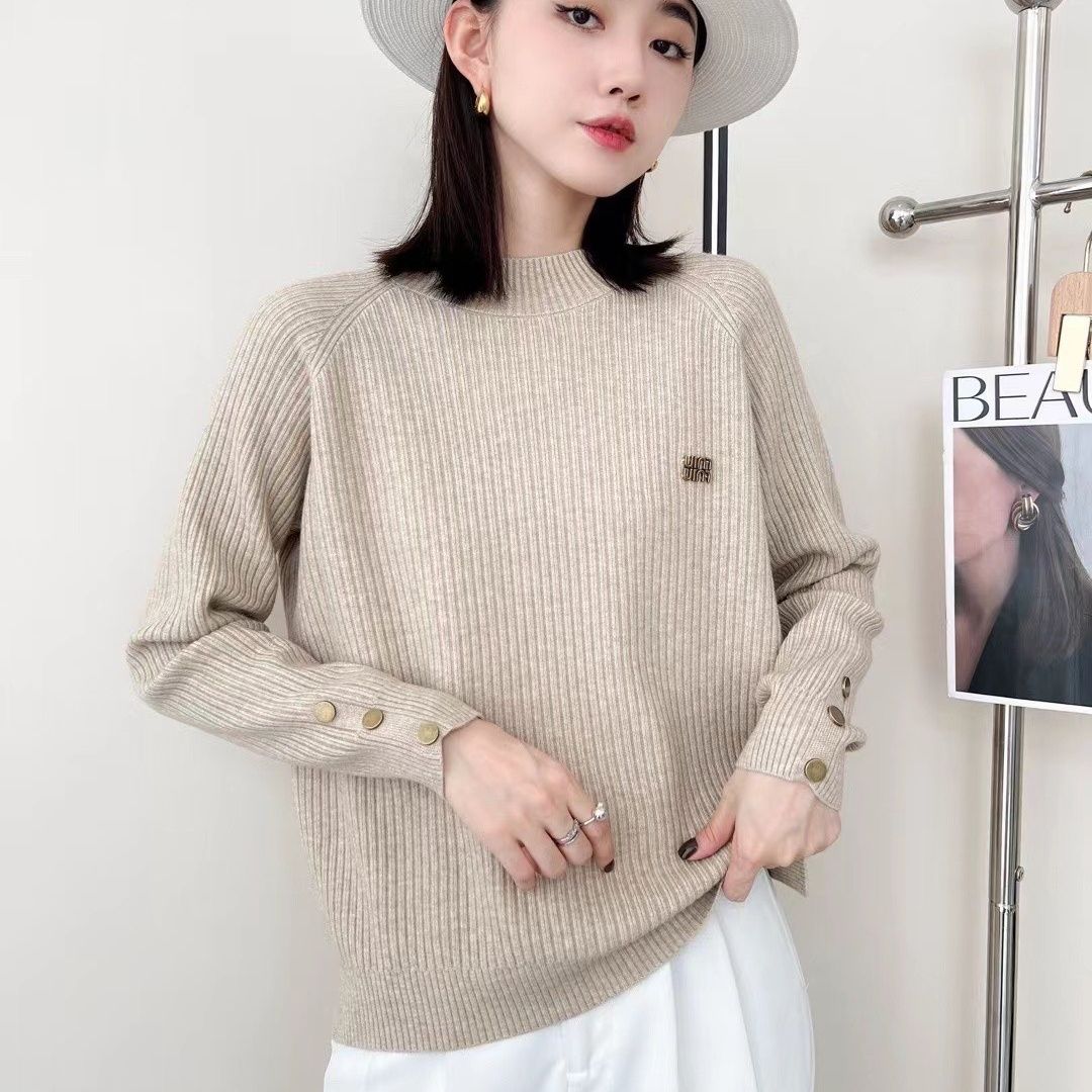 秋冬新作多用途セーターハーフタートルネックプルオーバーラグランスリーブセータースリムでスタイリッシュな女性用30%制限