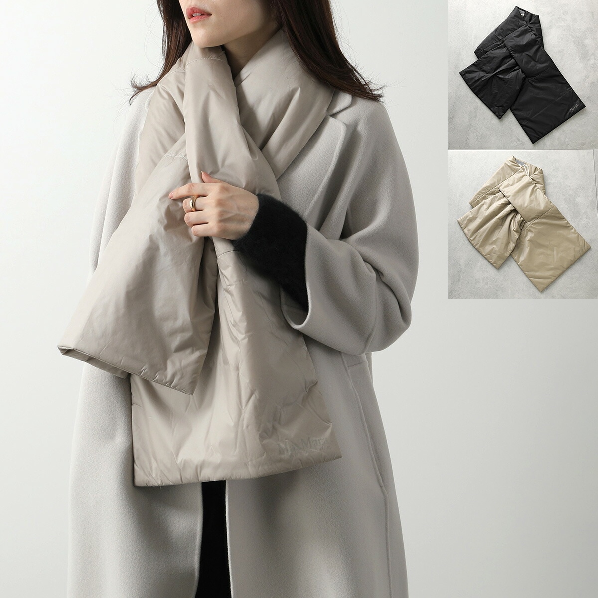 MAX MARA LEISURE マックスマーラ レジャー 中綿マフラー CIURMA レディース ナイロン ストール ロゴ 軽量 カラー3色
