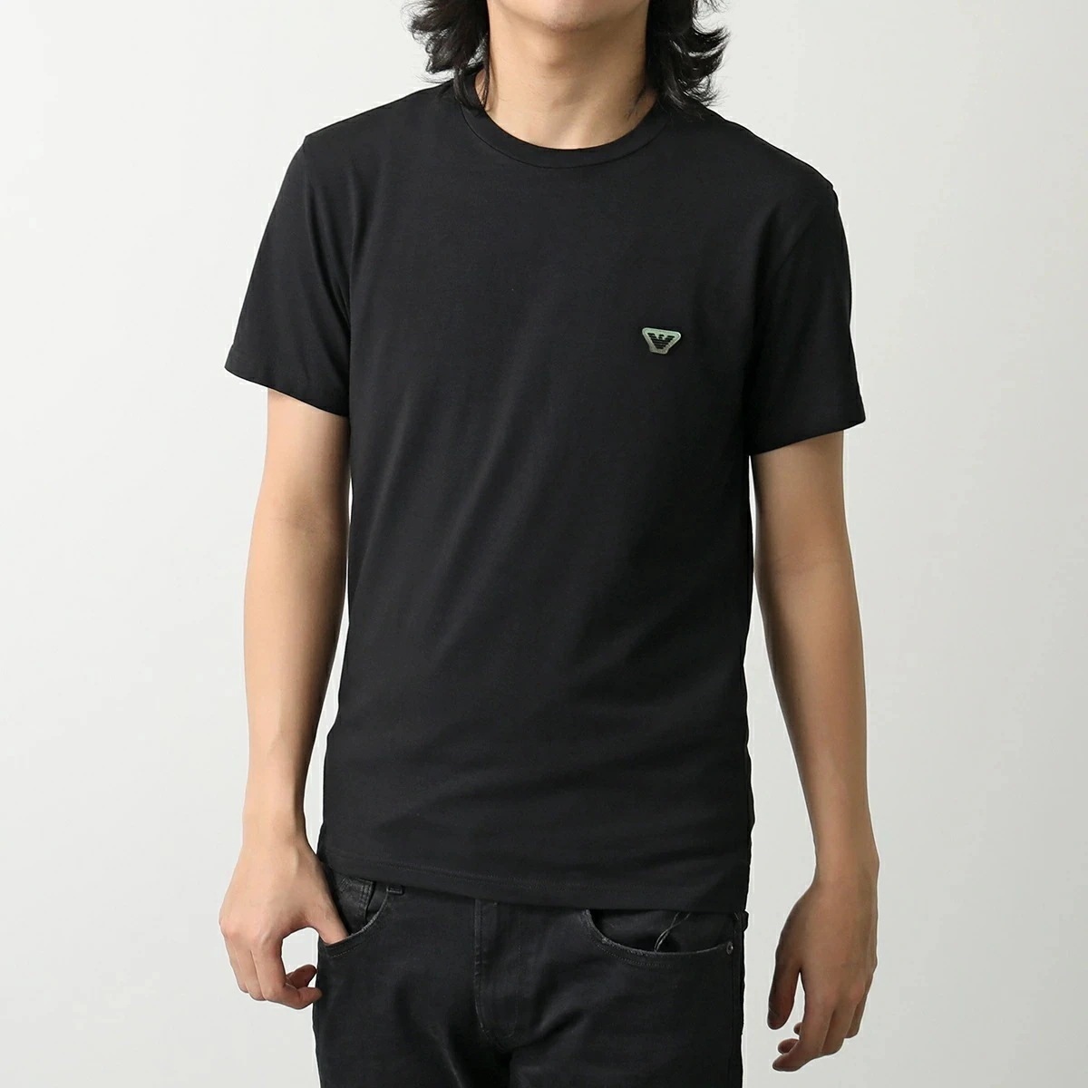 EMPORIO ARMANI エンポリオアルマーニ Tシャツ EM000379 AF10784 メンズ ラウンジウェア ストレッチコットン ロゴ UC001 BLACK