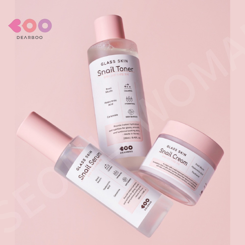 グラススキンスネイル3点セット（トナー250ml+セラム100ml+クリーム80g） カタツムリ粘液ムチンセラミドヒアルロン酸パンテノール Glass Skin Snail Toner Serum
