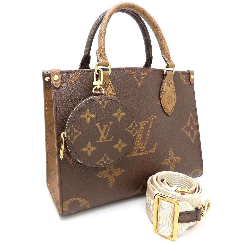 モノグラム ジャイアント リバース オンザゴーPM M46373 ハンドバッグ 2Way ブラウン/352427【中古】