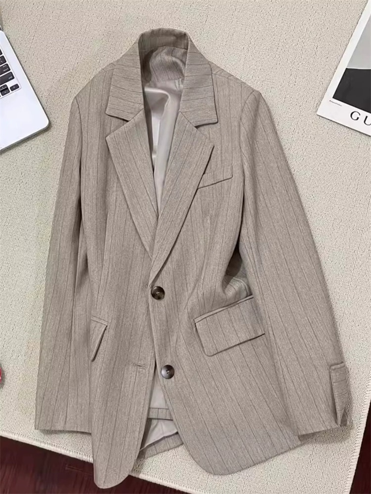 INSスタイル シンプルストライプ レディース春用ジャケット