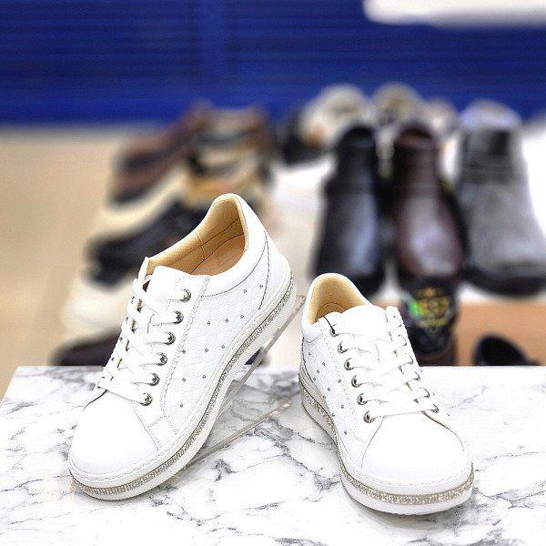 女性3.5CMホワイト宝石ストリングポイント軽量スニーカー 運動靴 3FQ459WH