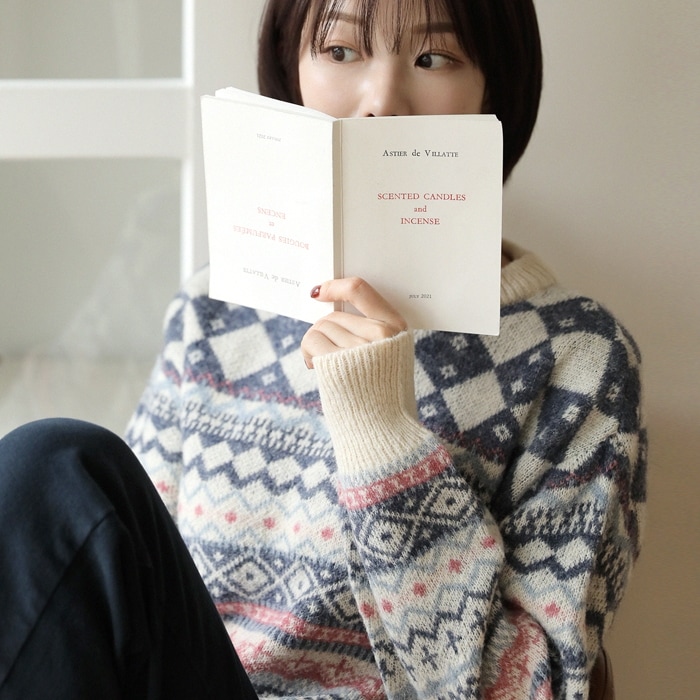 [韓国ファッション] ウール混紡素材 ノルディック柄ニット