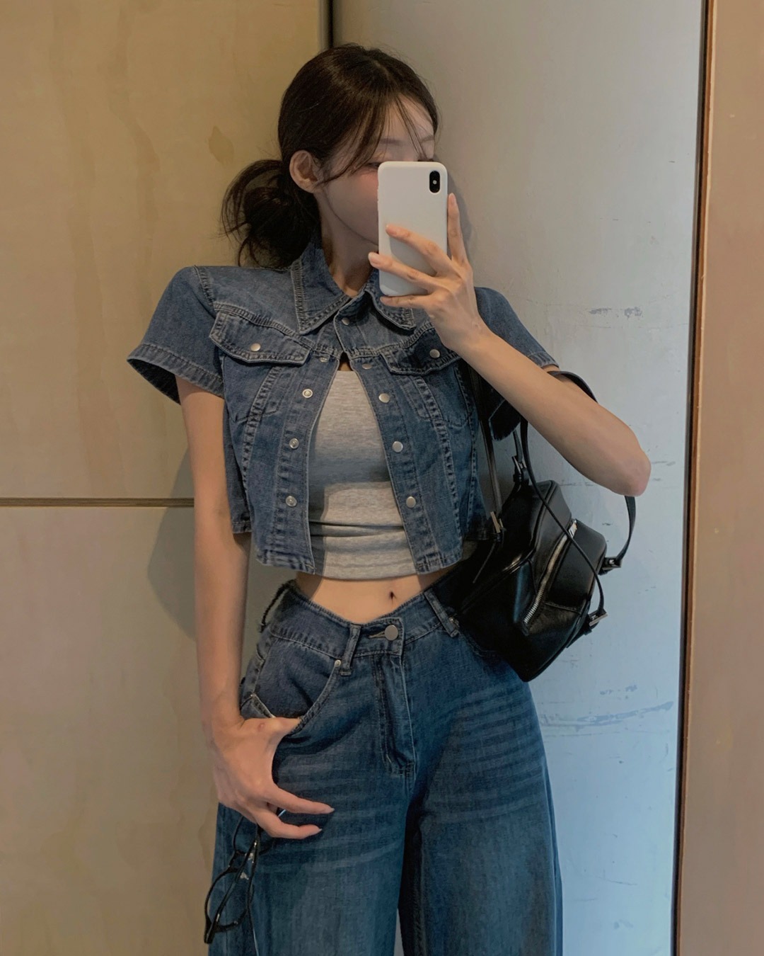 ギデンデニムシャツ&パンツセット韓国ファッション レディース 7,439円