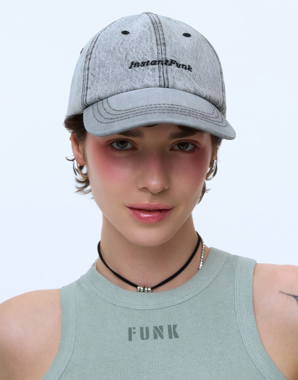 WASHING EMBROIDERED BALL CAP - GREY