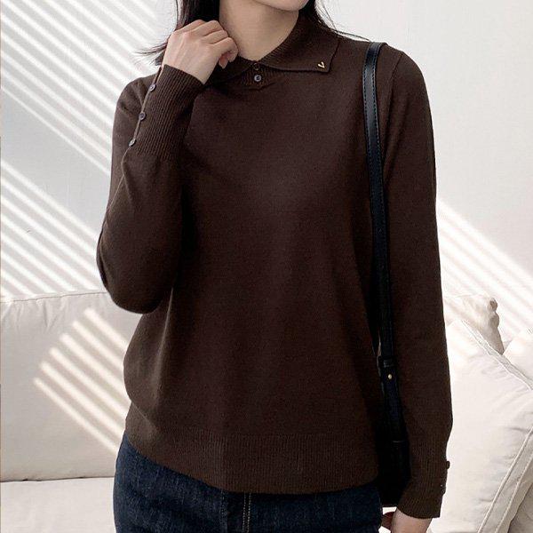 Hスタイル(KN)カラーチン半ポラニットティー 秋 冬 ニットTシャツ ラウンドセーター 半ポラ ミシルック オフィスルック 4,572円