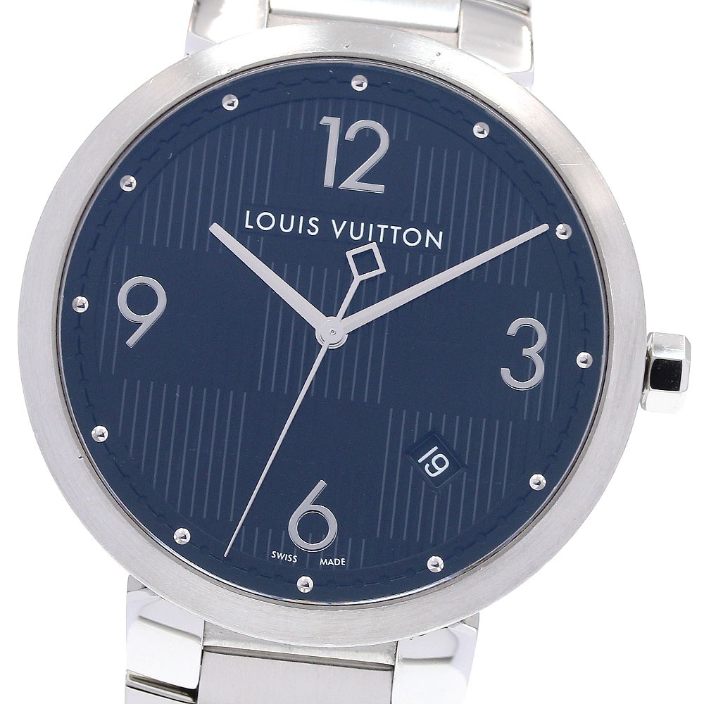 ルイ・ヴィトン LOUIS VUITTON Q1D00 タンブール ダミエ デイト クォーツ メンズ _835051【中古】