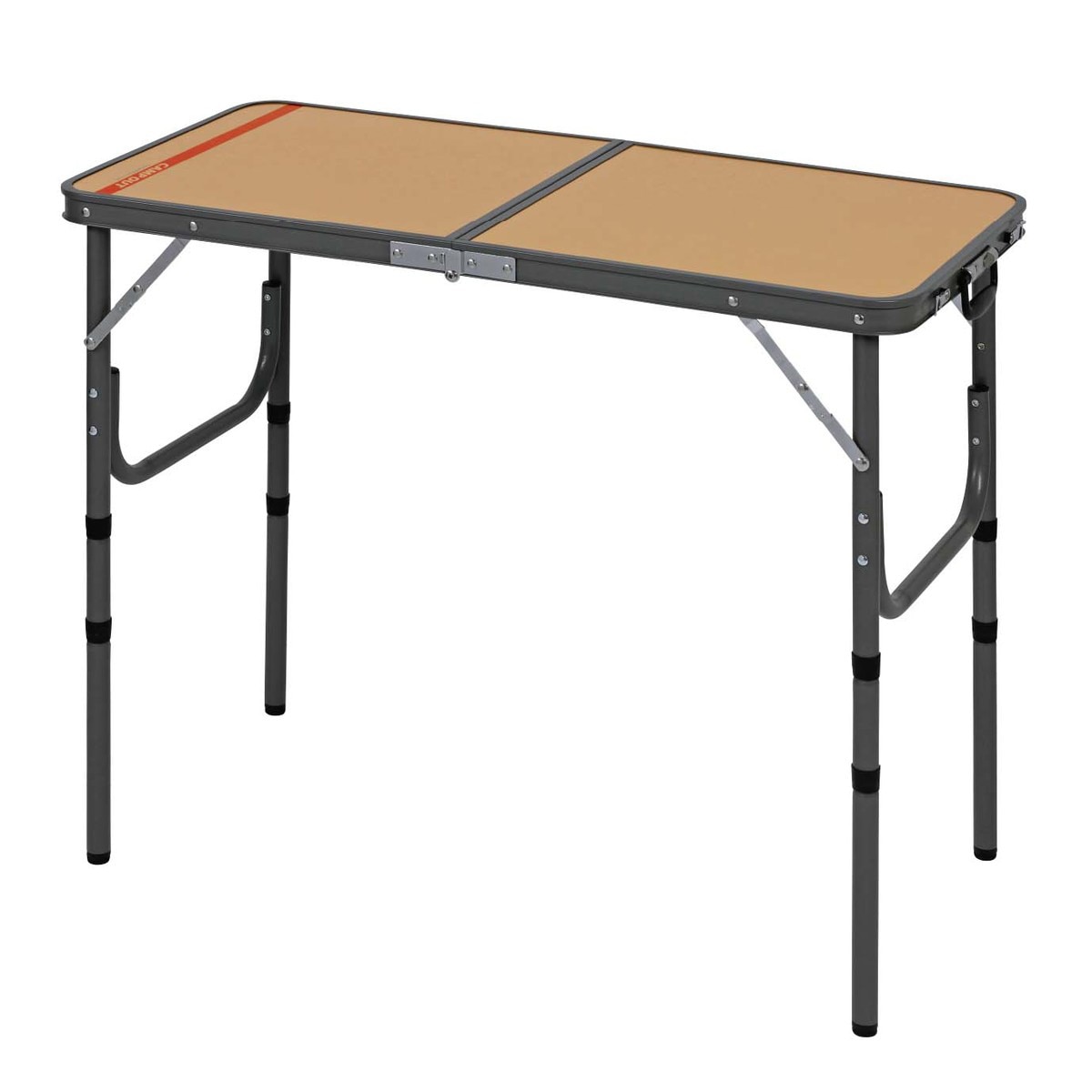 キャプテンスタッグ キャンプアウト アルミフォーウェイテーブル 90×45cm タン×ダークグレー UC-589 高さ4段階 アジャスター付 CAPTAIN STAGcm