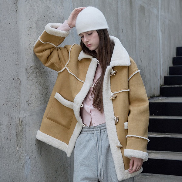 SUEDE MUSTANG HALF JACKET BEIGE