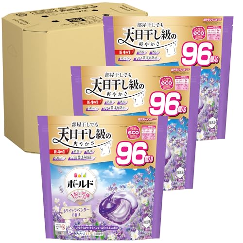 ボールド 洗濯洗剤 ジェルボール 4in1 心安らぐホワイトラベンダー＆ジャスミンの香り 詰め替え 96個ｘ3袋 [大容量] [ケース品]