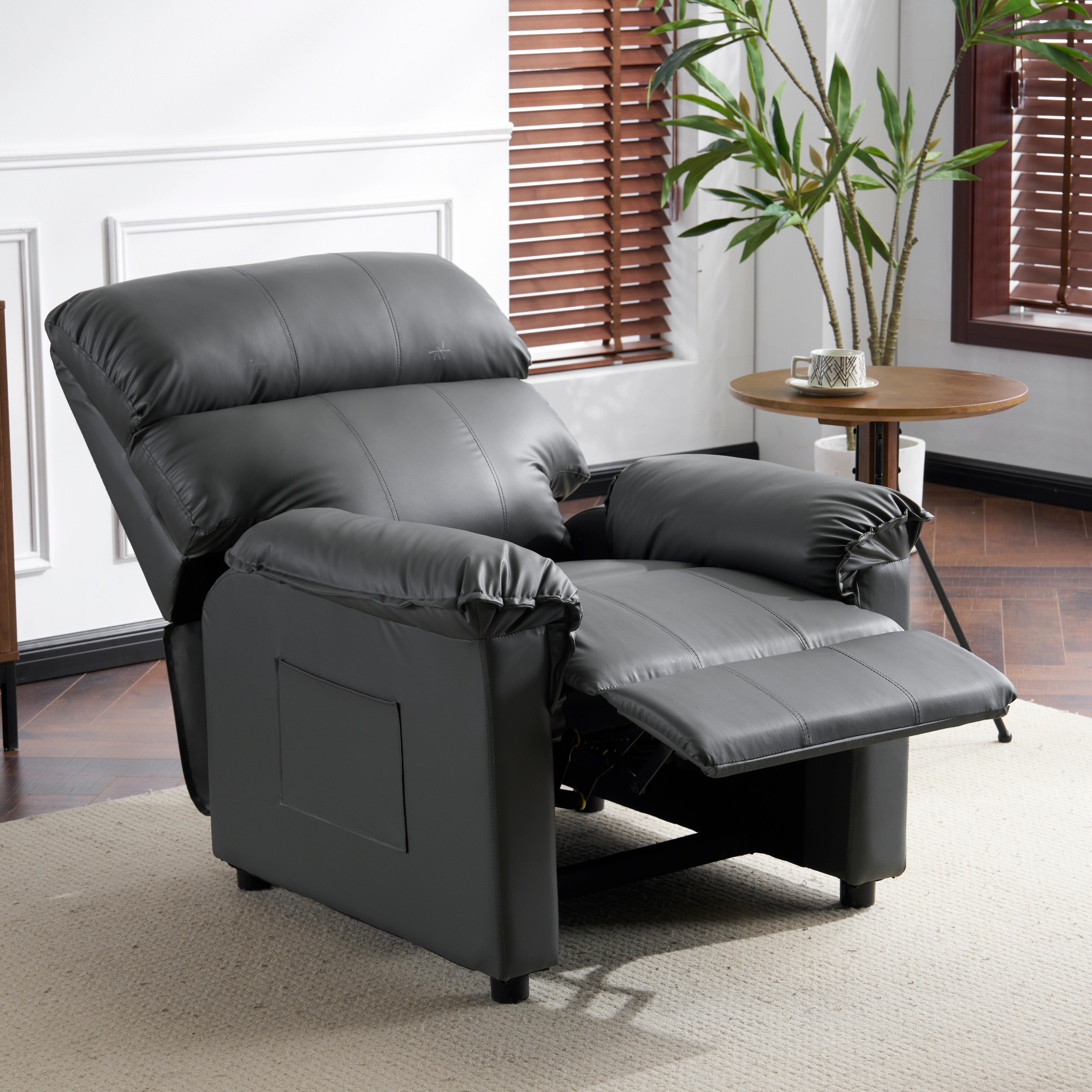 リクライニングソファー ソファー 1人掛け ゲーミングチェア PU 165度調節可能　収納ポケット付き PUレザー チェア オットマン一体型 パーソナルチェア 耐圧分散 一人暮らしに最適 ふわふわ