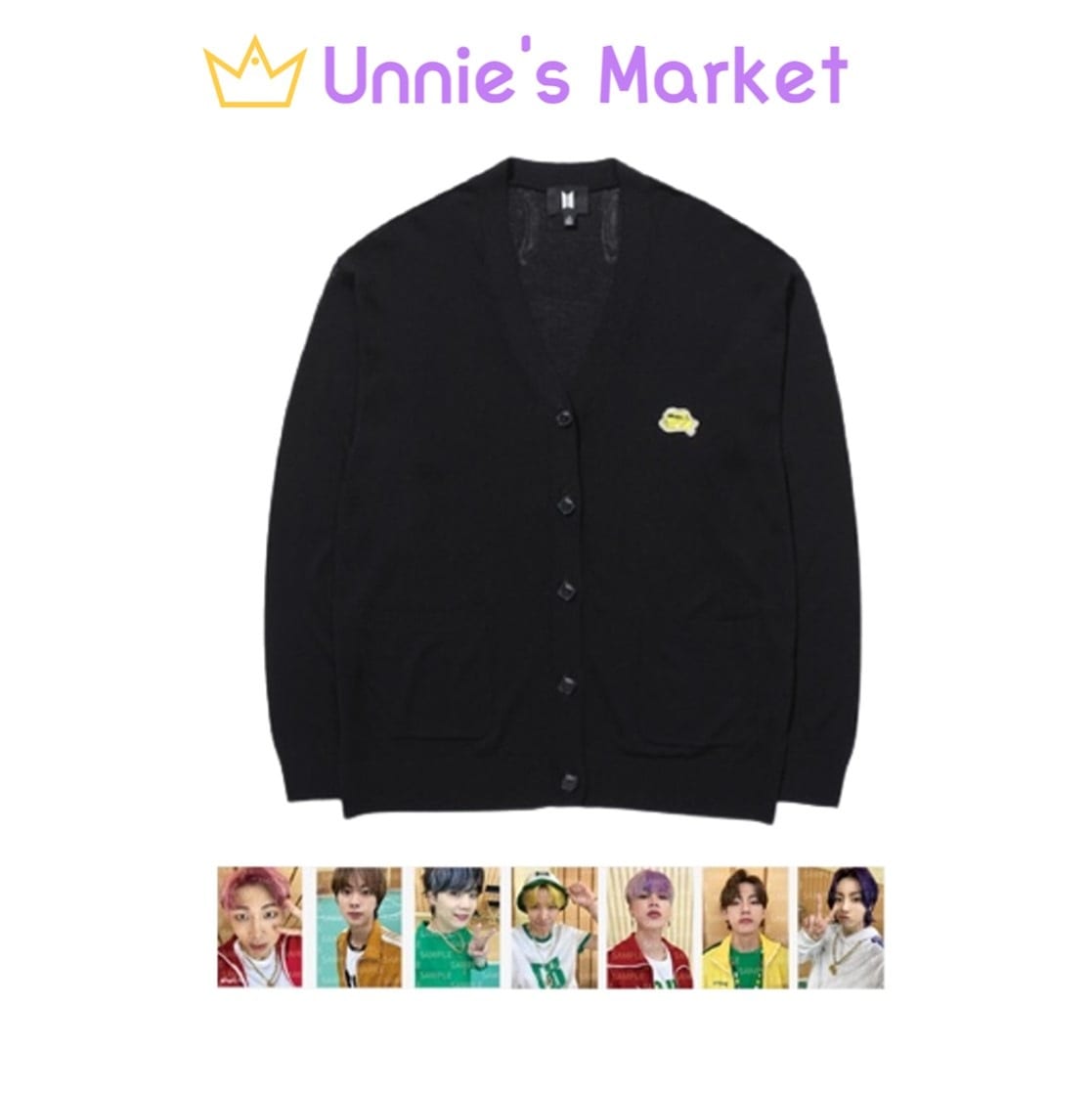 BTS BUTTER Official Merch Cardigan(Black) S-M / L-XL + Photocard Set + Free Photocard 1EA(fan-made)