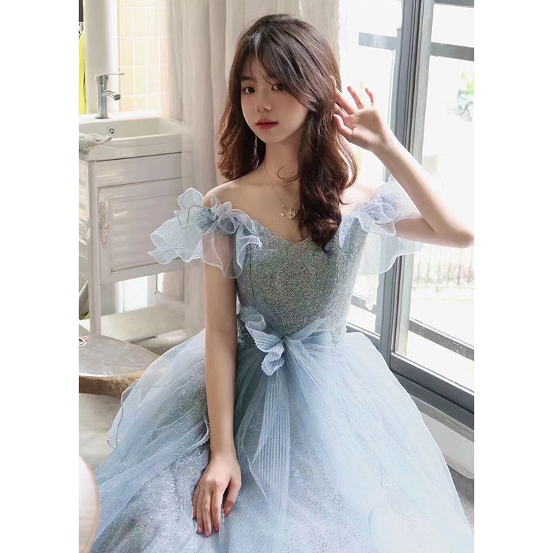 【2枚購入で 3oo円OFF！】ブルードレス2025夏成人式芸術試験ハイエンドプリンセス