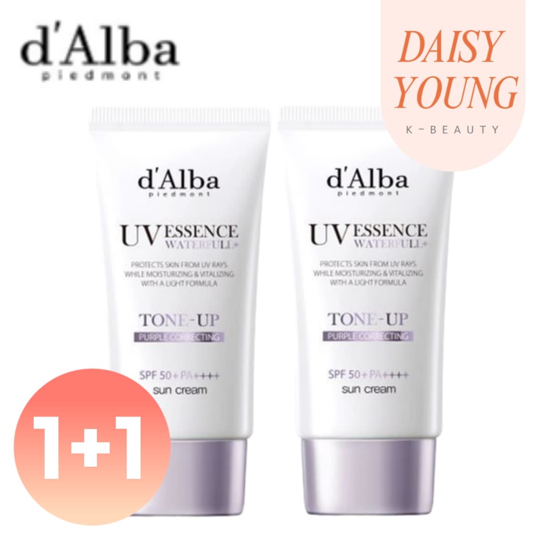 【1+1】【韓国正規品】 dAlba purper UV ESSENCE パープルトーンアップ 日焼け止め 50ml 2個 / TONEUP くすんだ肌 黄色の肌 華やかな肌 紫のトーンアップ クール
