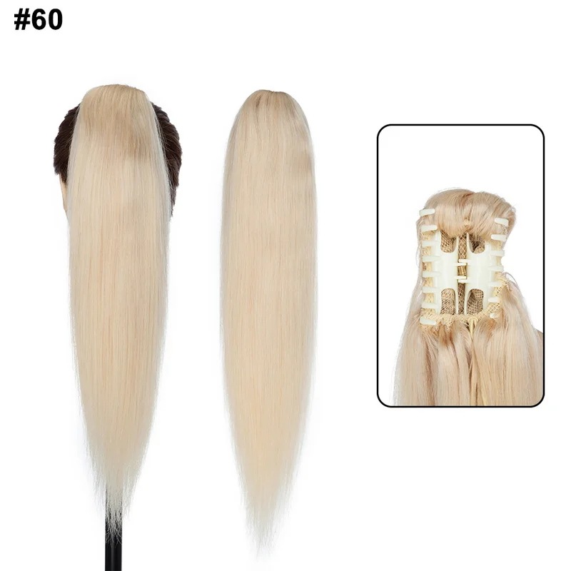 S-noilite-ポニーテールの形をした人間の髪の毛の延長,女性用,ブロンドブラウンとブラック,1422インチのヘアピース #60 18inches 115g = 40% 6ヶ月で適切なケア