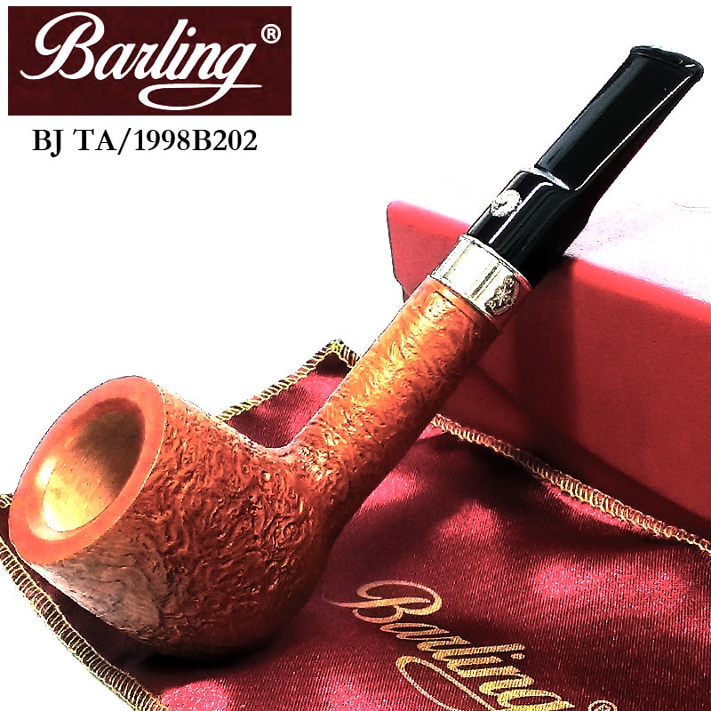 パイプ Barling 本体 バーリング ベンジャミン ライトブラウン 天然木 サンドブラスト 9mm 純銀 高級 スターリングシルバー BJ TA 1814 ライオン かっこいい たばこ メンズ