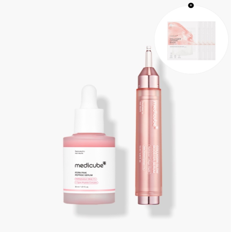 PDRN ピンクコラーゲン ブースターセット + コラーゲン マスク 5枚 / 高密度ピンク跡ケア / 弾力/ツヤ/ブースター/ハリ/PDRN/タンパク質/ペプチド