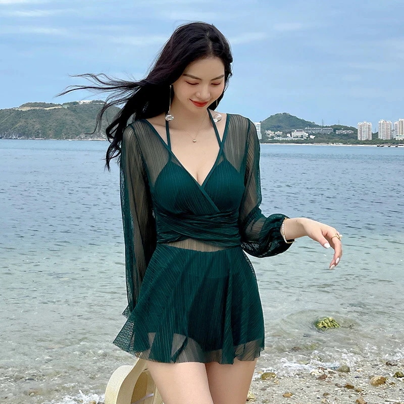 レースカバー ワンピース水着 体型カバー 温泉 水着 セクシー キレイ レディース ビキニ 水陸両用 ラッシュガード 体型カバー 日焼け止め 5,099円