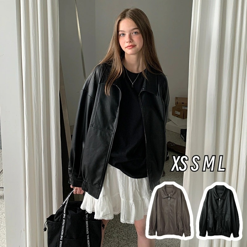 レディース ライダース 合成皮革 レザージャケット ダブルライダース　リアルレザー ダブル ライダースジャケット PU　リプロダクトレザー 革ジャン 皮ジャン ブラック 女性 6,803円