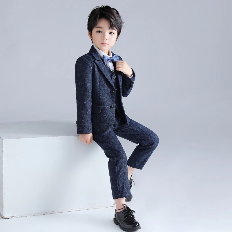 子供服 卒業式 七五三 結婚式 入学式 発表会 男の子用スーツ 5点セット 4点セット 卒業式 スーツ 入学式 スーツ キッズスーツ新作チェックスーツ3点セット男児ピアノ司会公演着ハンサムボーイドレス