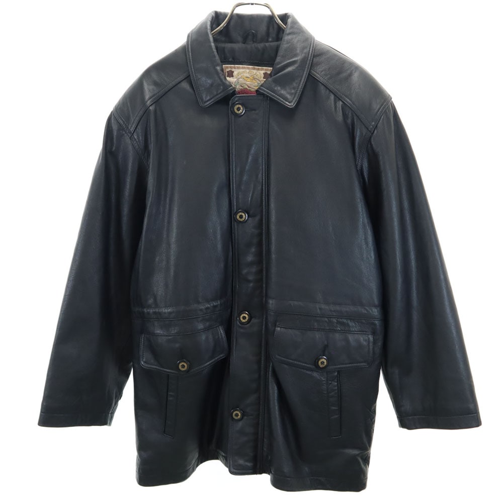 STONE MILLED 牛革 レザーコート L ブラック メンズ 5,217円