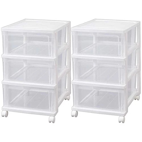 アイリスオーヤマ クローゼットチェスト 2個セット ポリプロピレン ホワイト/クリア 収納ケース 収納ボックス 衣類 服 収納 引き出し 透明 3段 クローゼット NSCLZ-5032 6,863円