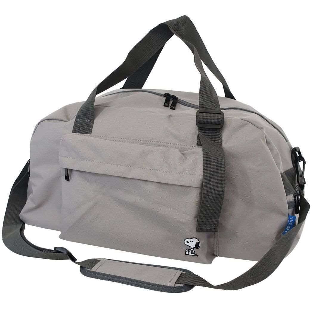 スヌーピー 旅行かばん ボストンバッグ ワンポイント刺繍シリーズ GY おすわりスヌーピー