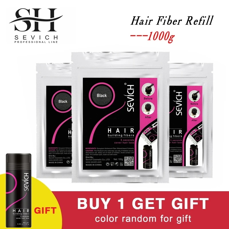 Sevich-育毛用リフィルバッグ,10色,1000g,脱毛,エクステンション,繊維