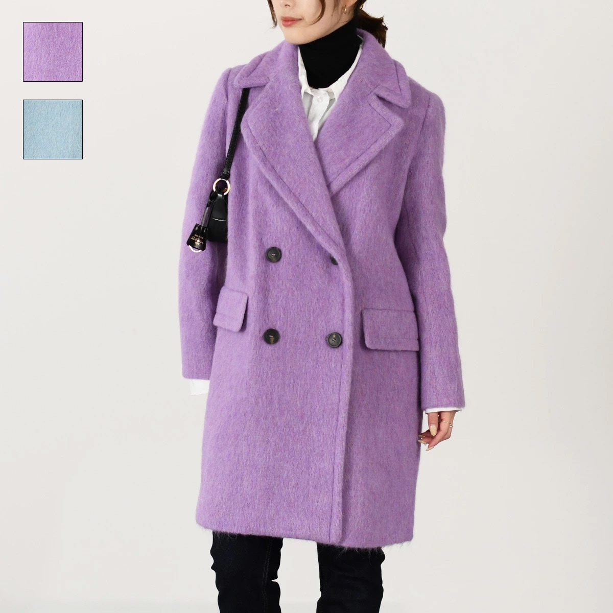 Weekend Max Mara ウィークエンド マックスマーラ アウター HELLO ウールブレンド ダブルコート 5016032600 レディース ブルー パープル 裏地 ボタン開閉 秋冬