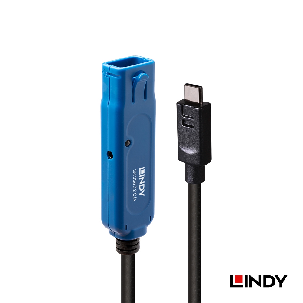 【43380】 LINDY 5m USB3.2 Gen1 Type-C to Type-A オス/メス アクティブ延長ケーブル