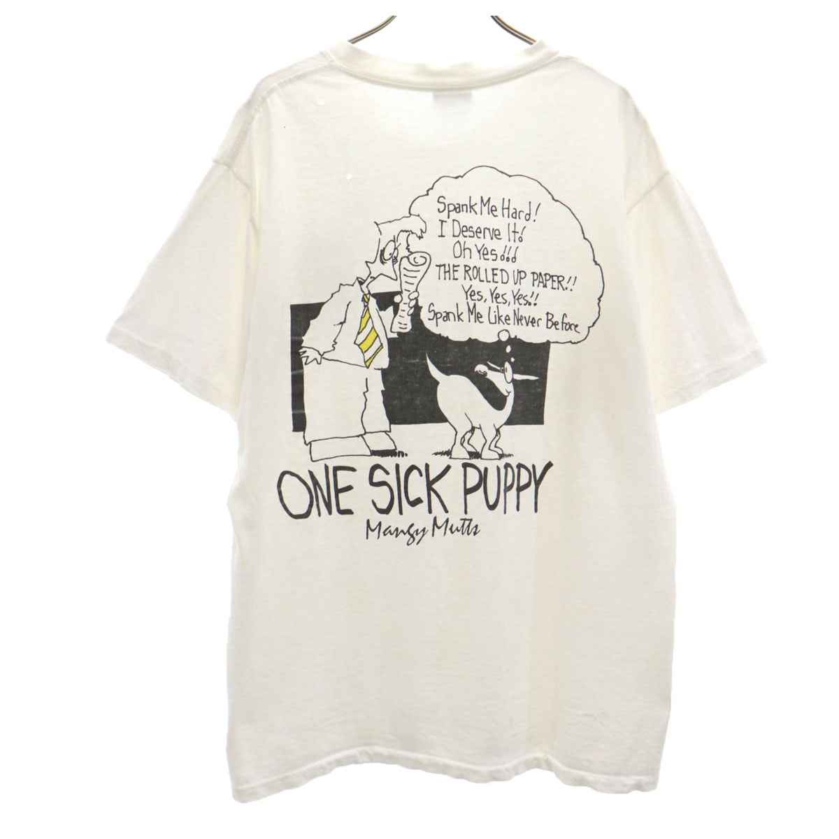 One Sick Puppy 90s USA製 オールド バックプリント 半袖 Tシャツ L ホワイト シングルステッチ ドッグ 犬 メンズ 古着