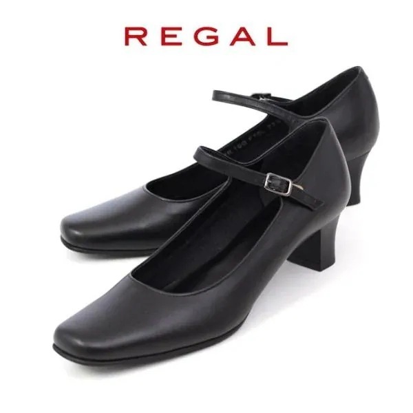 リーガル 靴 パンプス ストラップ レディース REGAL F76L フォーマル 仕事 オフィス ビジネス 本革 ブラック 黒 ローヒール
