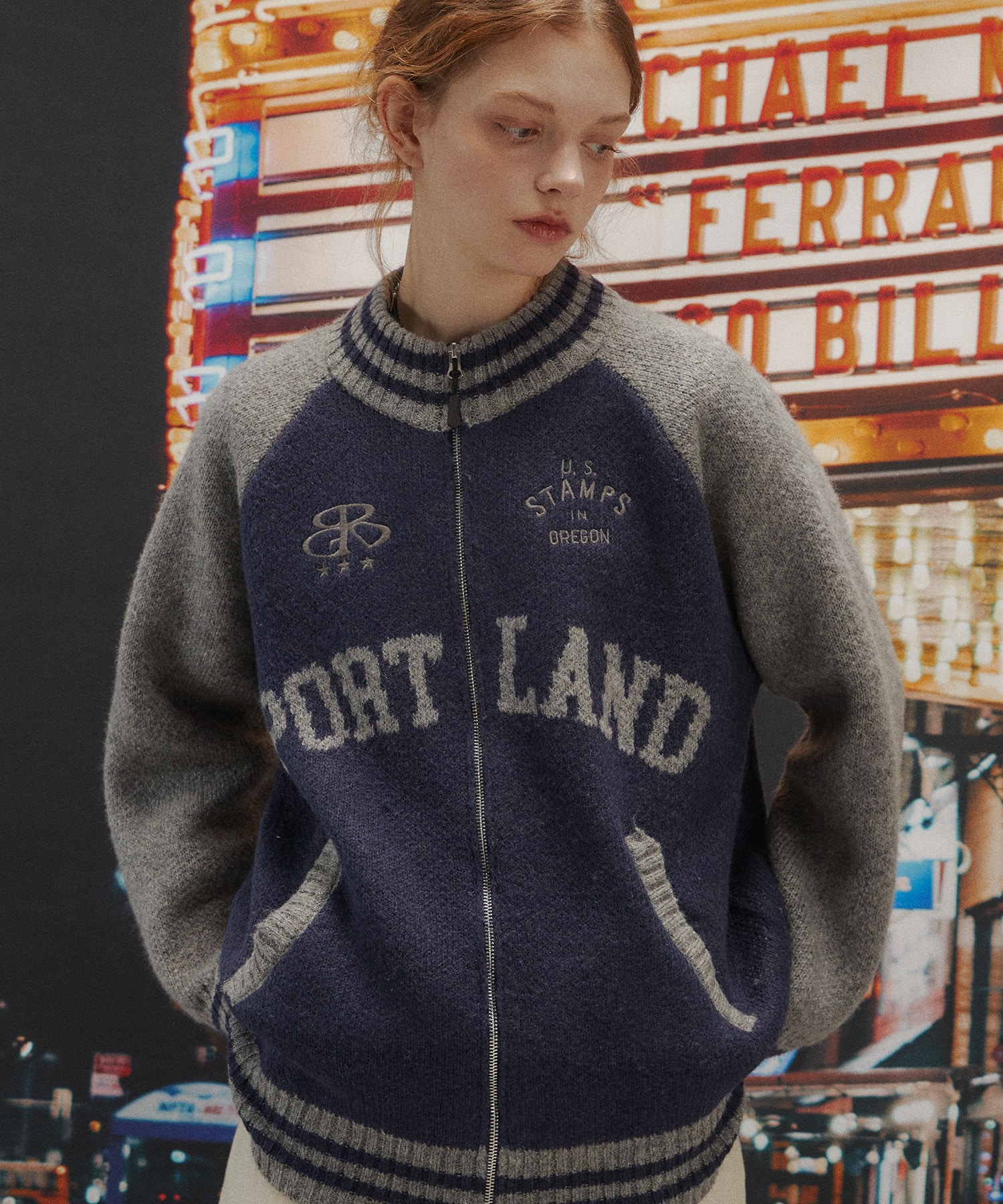 【CPGN】PORT LAND RAGLAN KNIT ZIPUP NAVY